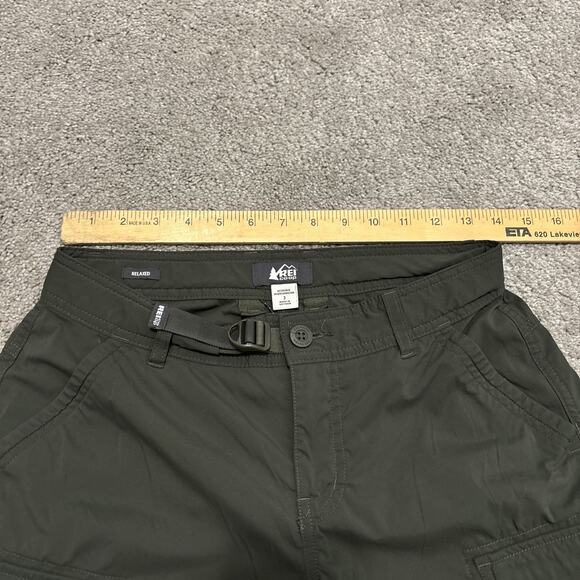 REI Co-op Sahara Convertible Pants Womens 2 Green Relaxed Fit Belted Cargo - Picture 4 of 5